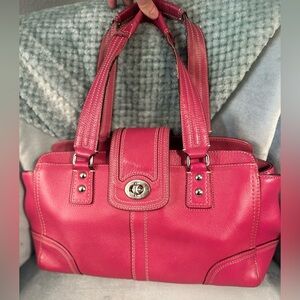 Gently Used Authentic Pink Raspberry Coach Hamptons Handbag